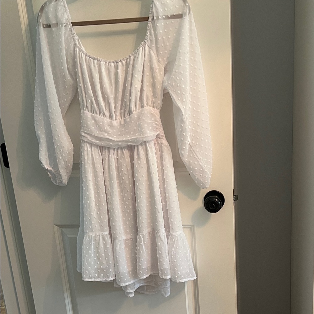 Elegant White Polka Dot Dress